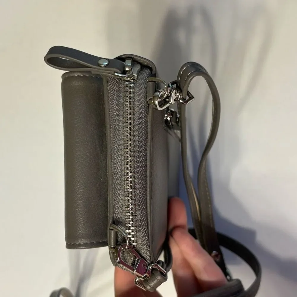 Kukoo Small Crossbody Bag Cell Phone Purse Wallet with Credit Card Slots Grey
